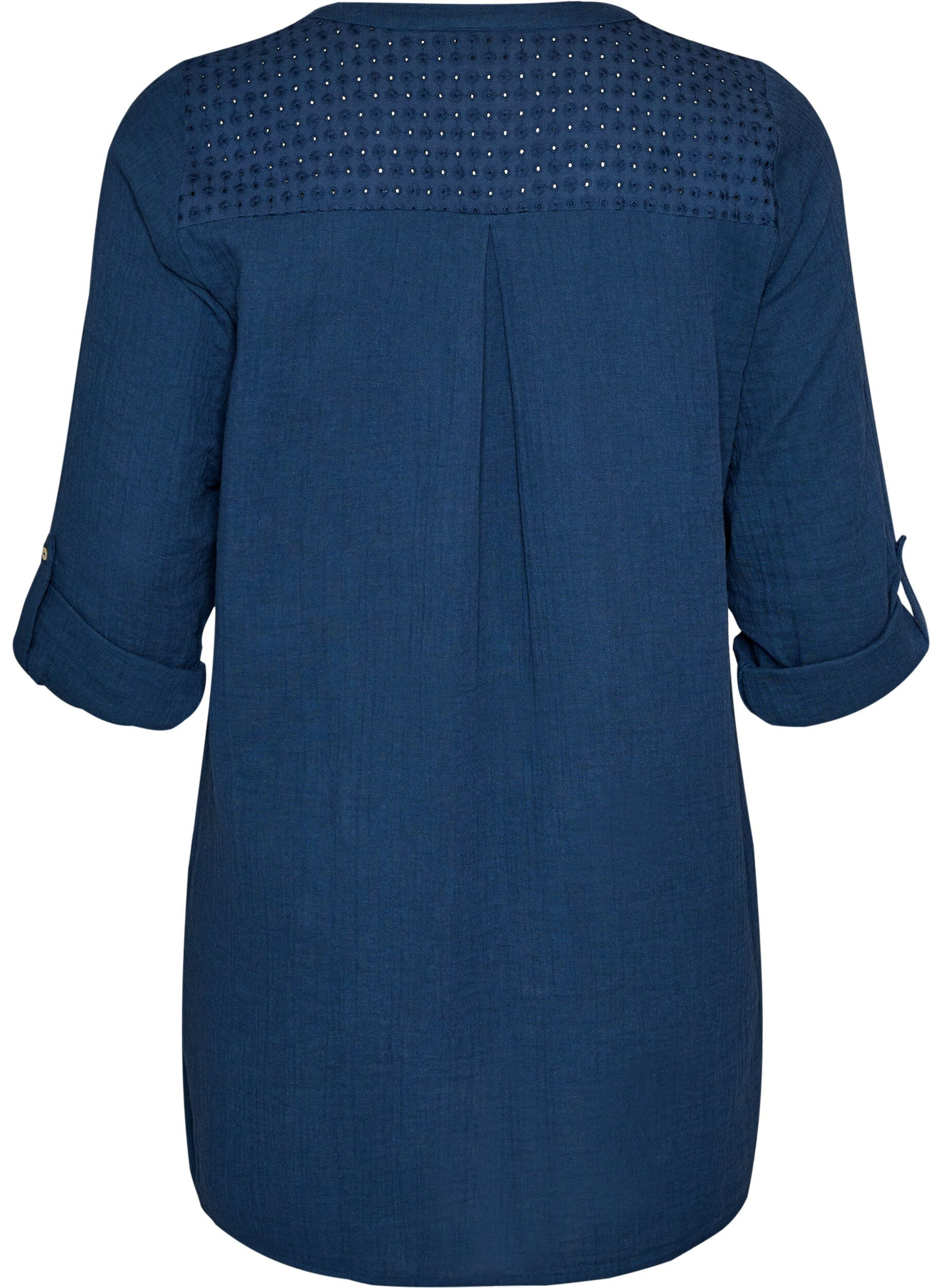 ZizzifashionCotton muslin tunic with broderie anglaise, Blue, Packshot image number 1