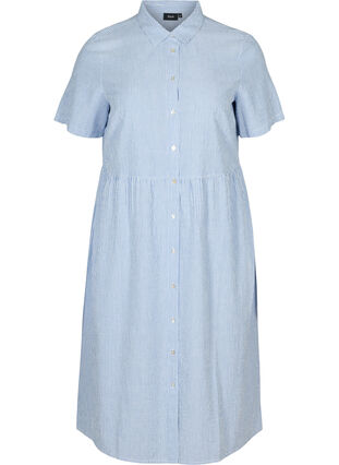 Striped cotton midi dress, Light blue denim, Packshot image number 0