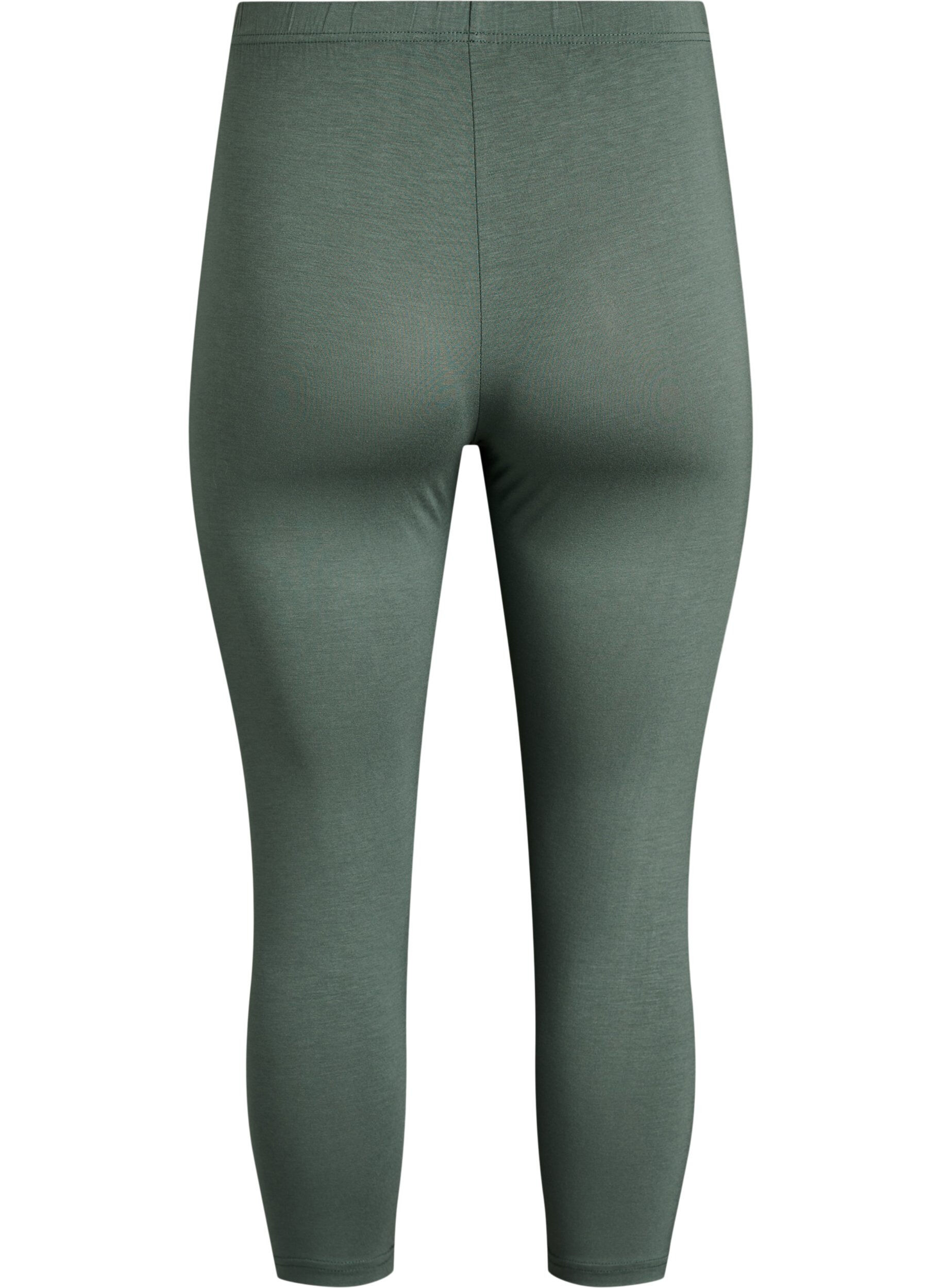Zizzifashion Basic 3/4 leggings in viscose, Green, Packshot image number 1