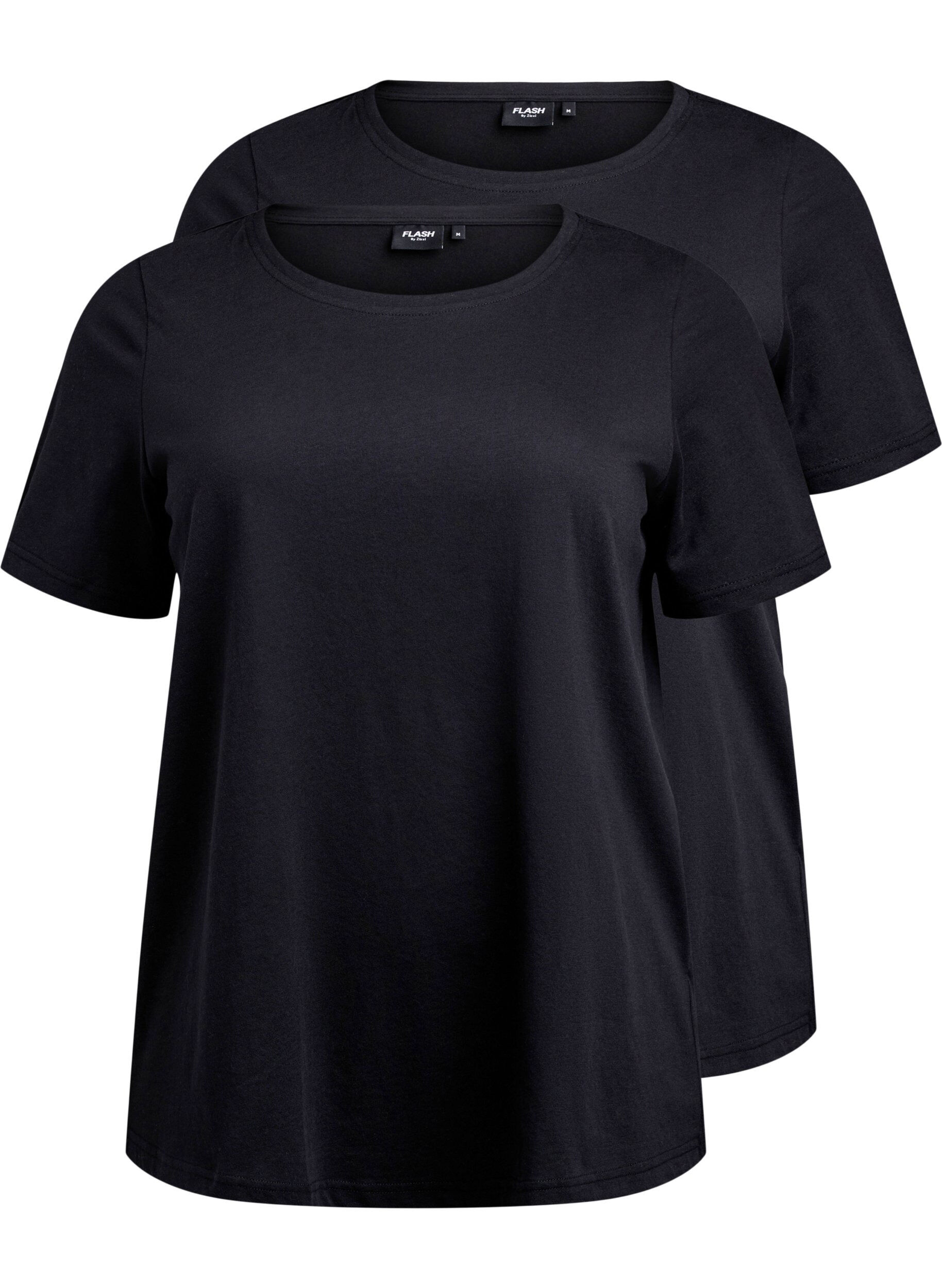Zizzifashion FLASH - 2-pack t-shirts with crew neck, Black/Black, Packshot image number 0