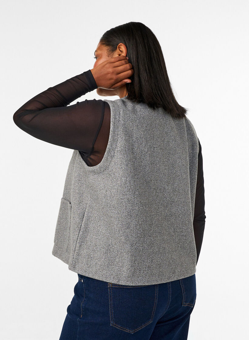 V-neck vest with buttons, Grey, Model image number 2