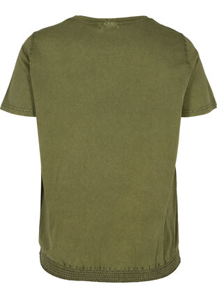 Short-sleeved t-shirt with acid wash and smock, Ivy Green acid wash, Packshot image number 1