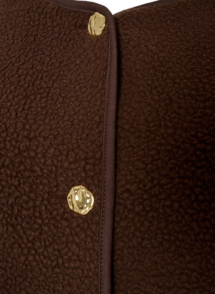 Teddy gilet with buttons and pockets, Brown, Packshot image number 2