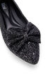 Wide fit glitter ballerina with bow, Black, Packshot image number 3