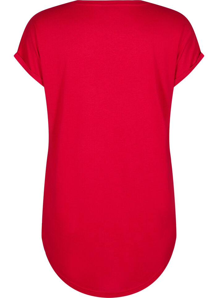 Short sleeve nightgown with text print, Red, Packshot image number 1