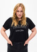 Cotton T-shirt with text, Black W. Pasadena, Model image number 0