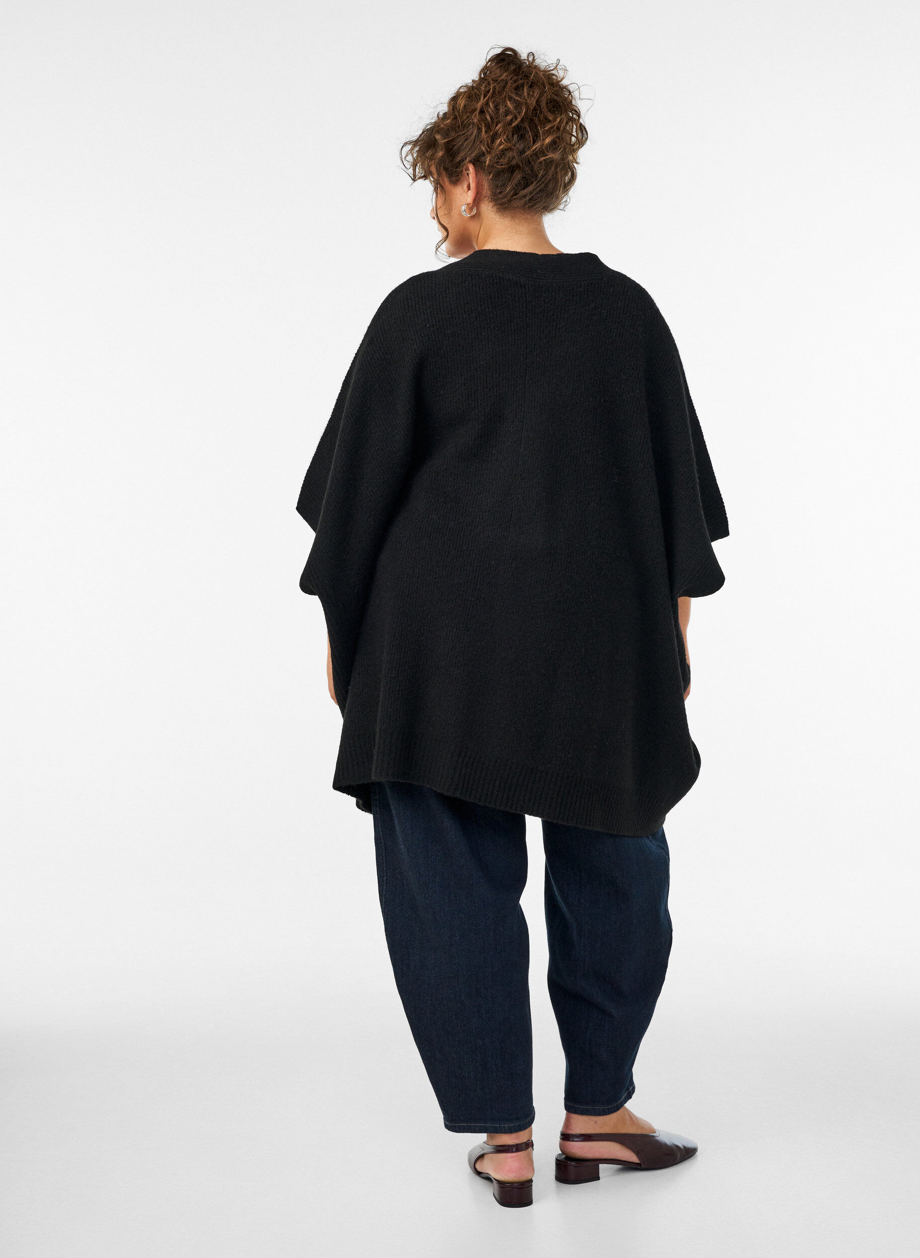 ZizzifashionCardigan with open front and wide sleeves, Black, Model image number 2