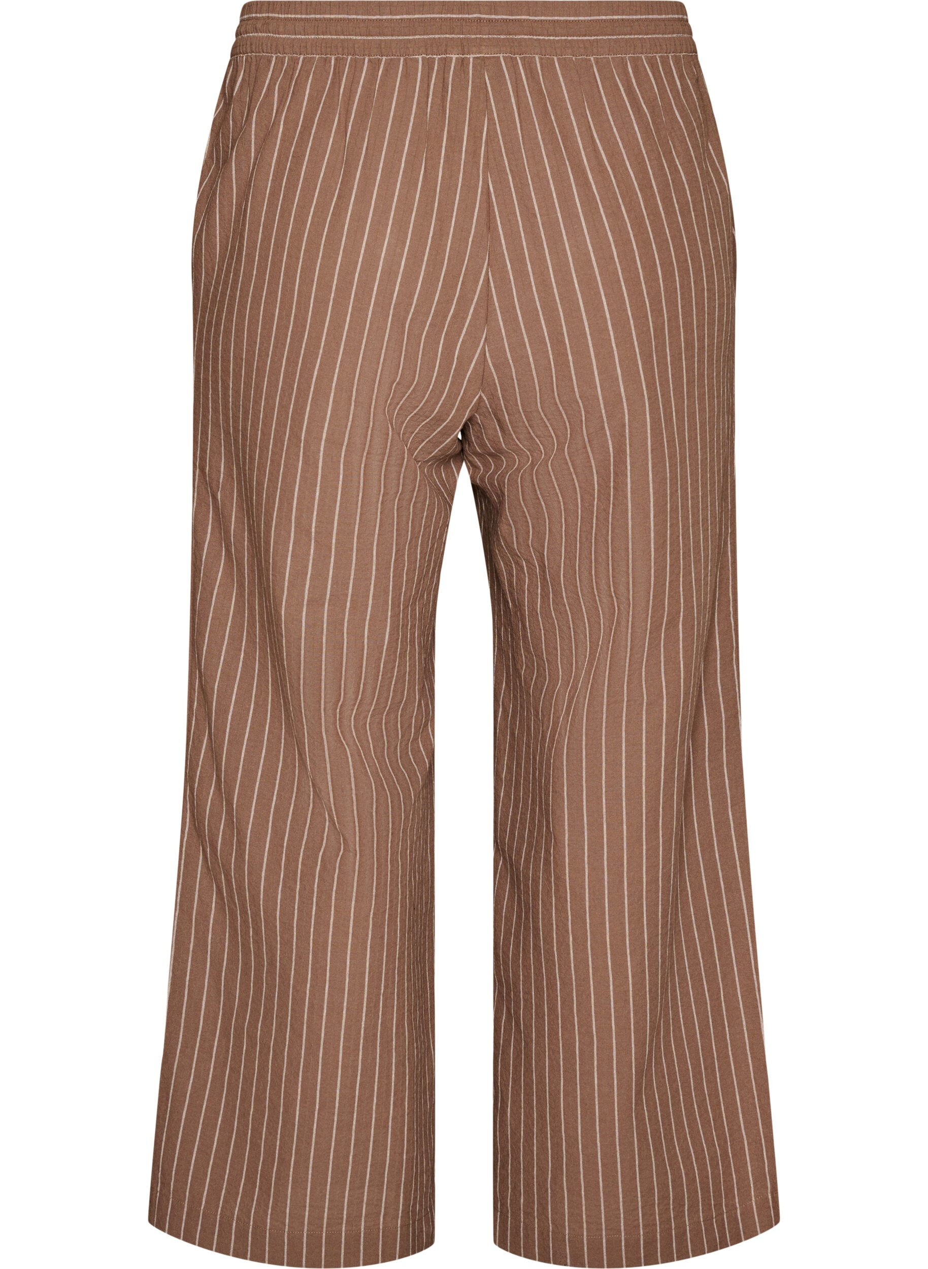Zizzifashion Loose trousers with high waist and pockets, Brown, Packshot image number 1
