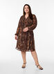Knee-length wrap dress with animal print, Brown, Model image number 1