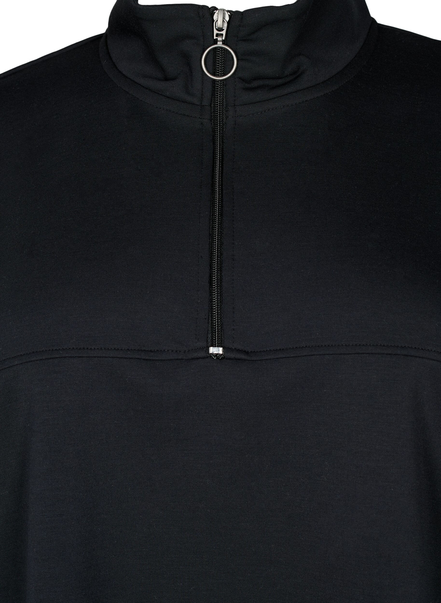 Zizzifashion Sweatshirt in modal mix with high neck, Black, Packshot image number 2