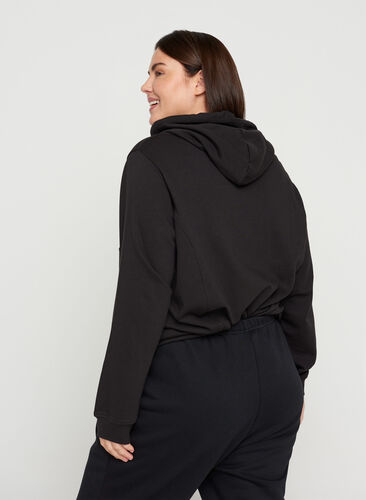 Sweatshirt with a hood and ribbed cuffs, Black, Model image number 1
