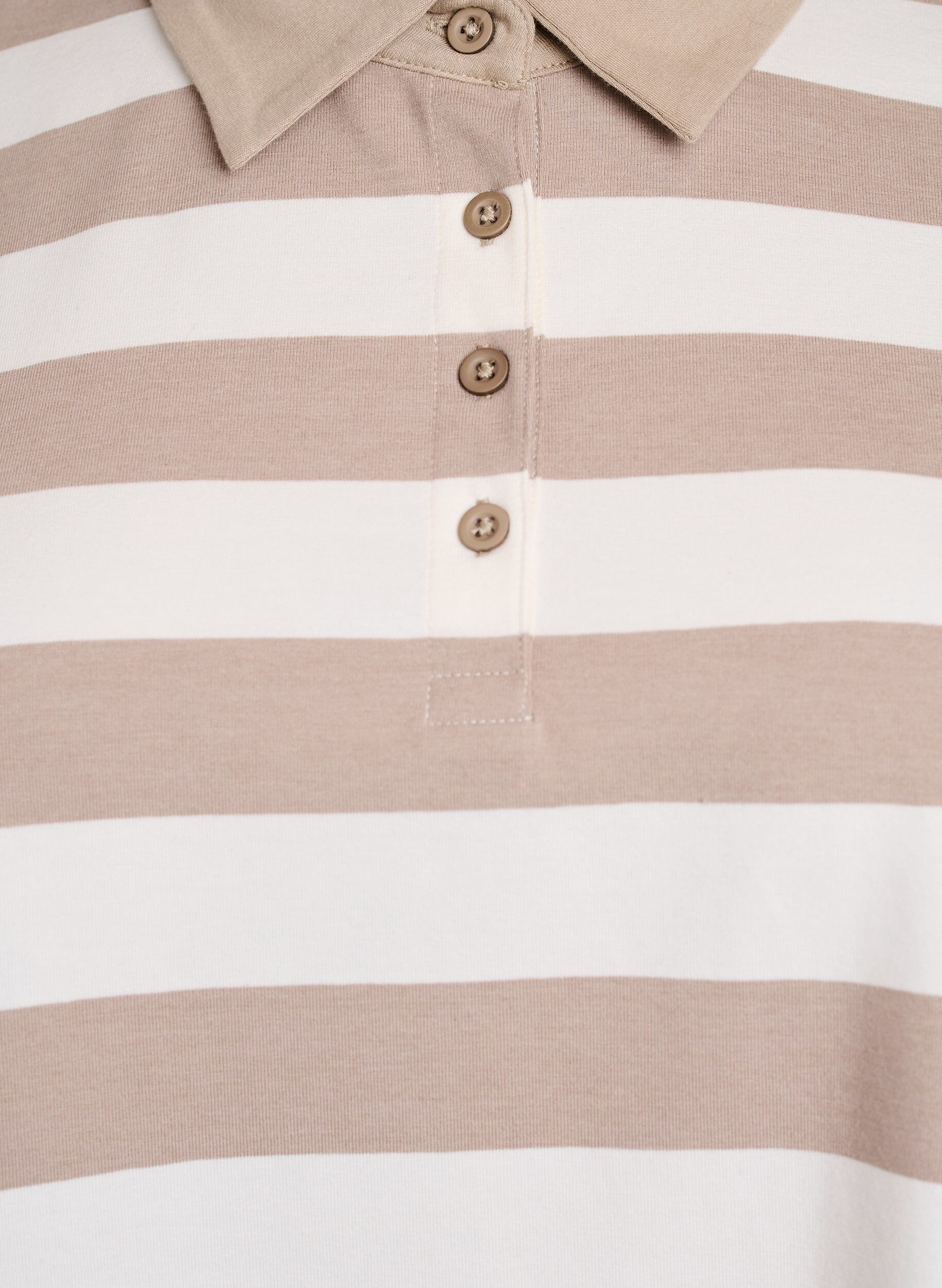 Zizzifashion Long-sleeved polo shirt with stripes, Beige, Packshot image number 2