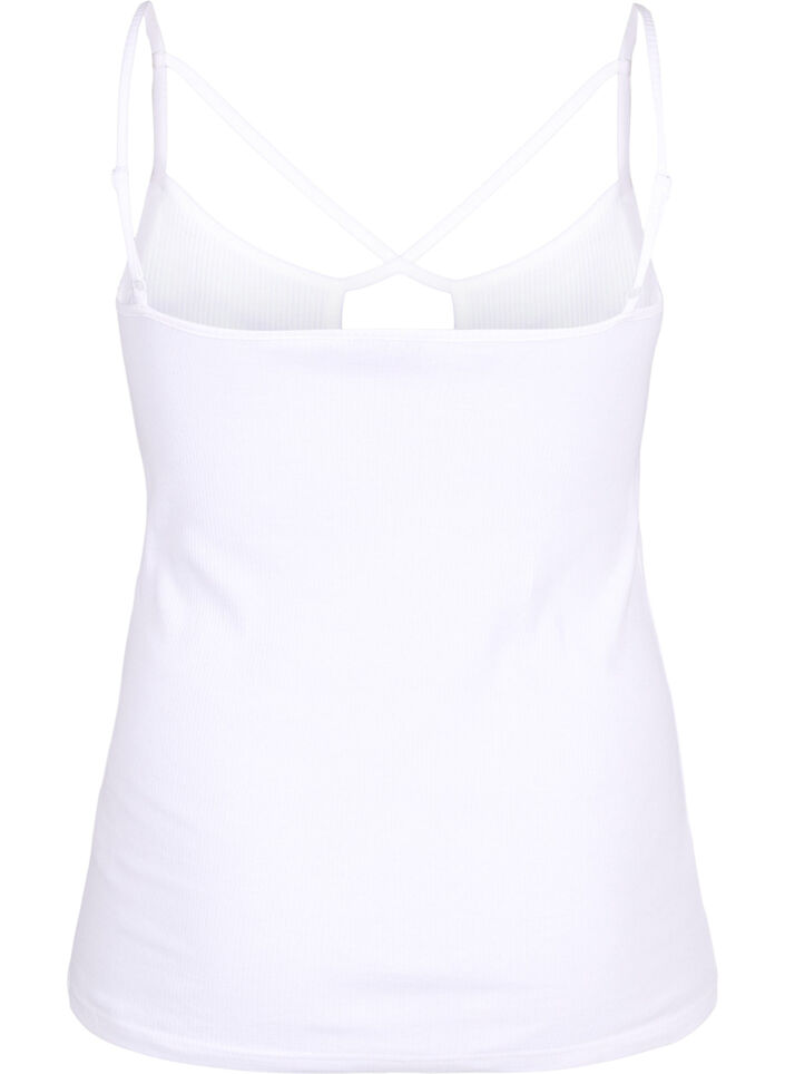 Organic cotton rib top with cross detail, Bright White, Packshot image number 1