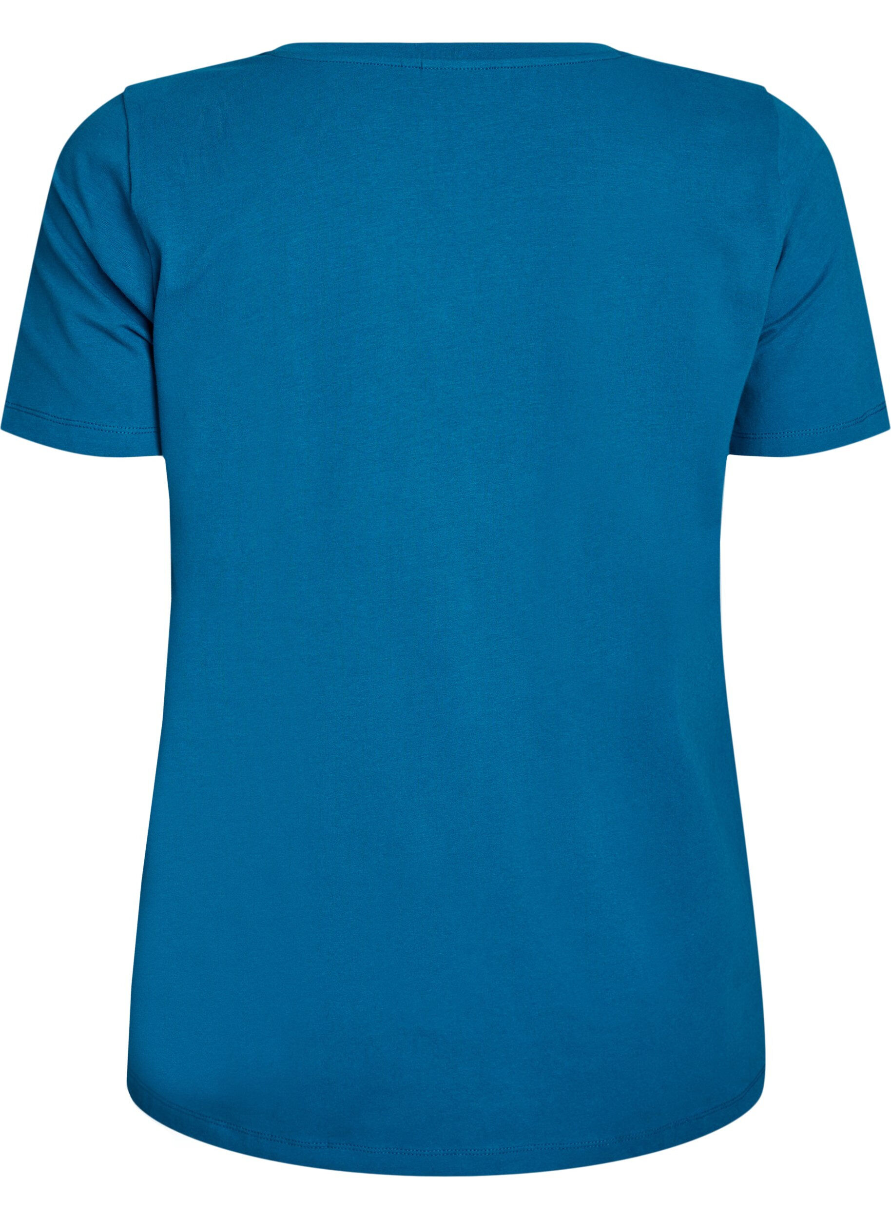 ZizzifashionBasic plain cotton t-shirt, Petrol, Packshot image number 1