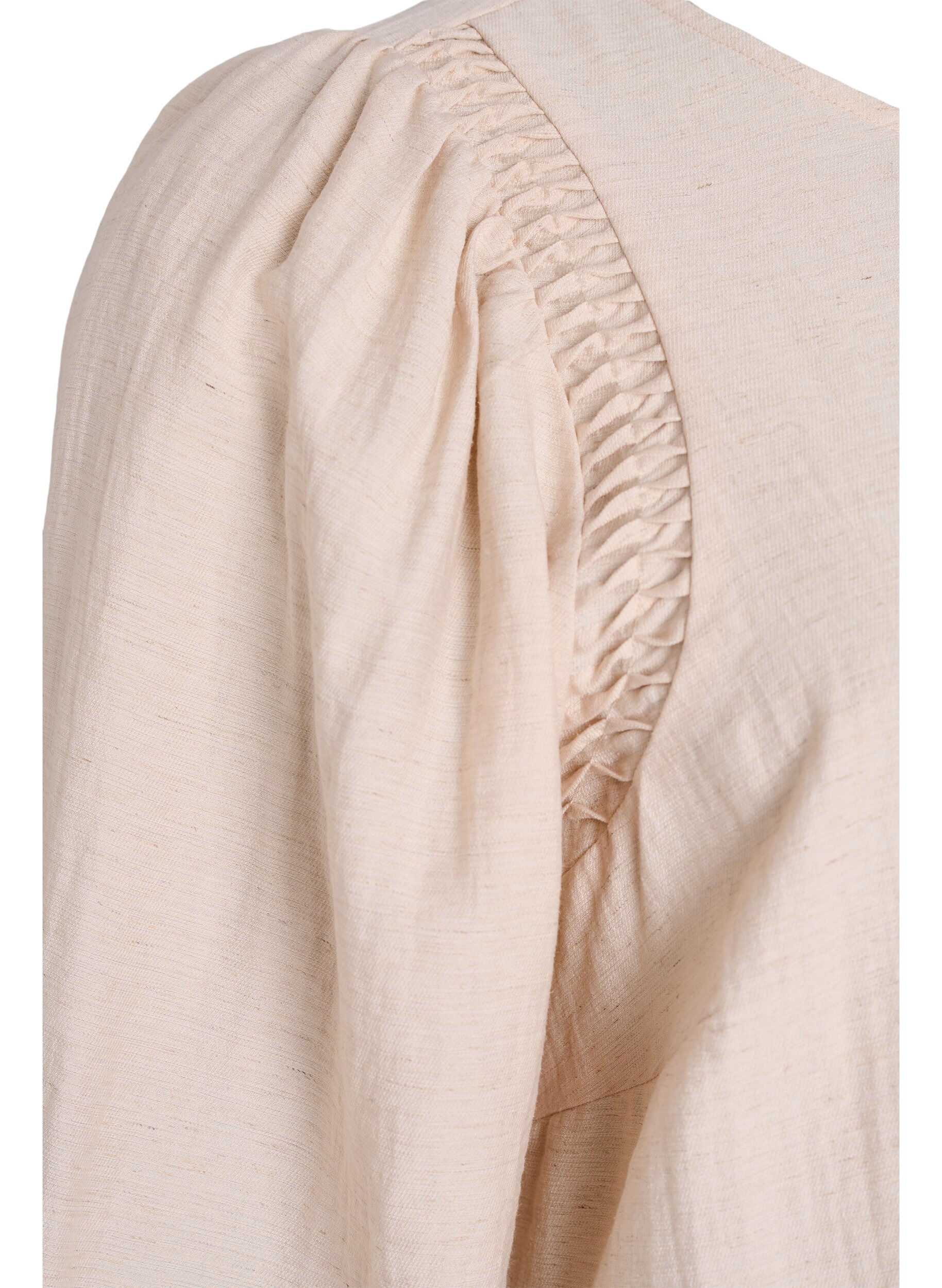 Zizzifashion Viscose blend blouse with linen and gathered shoulders, Coral, Packshot image number 3