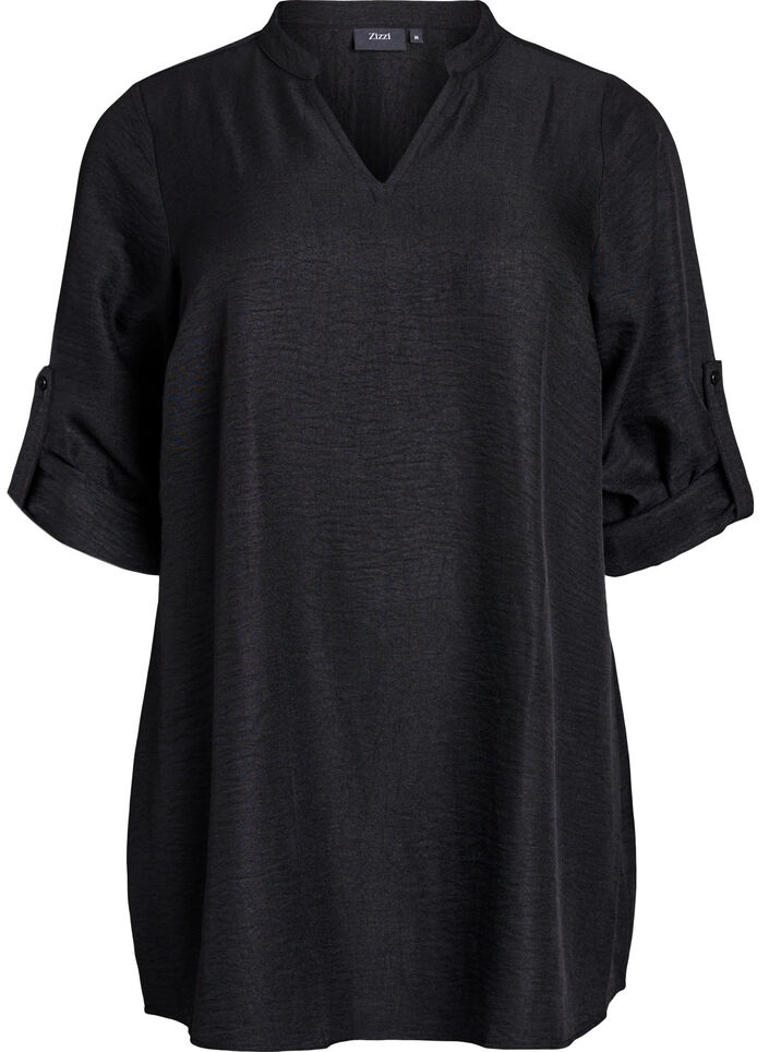 Tunic with V-neck, Black, Packshot image number 0