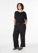 Short-sleeved knit blouse in viscose, Black, Model image number 1