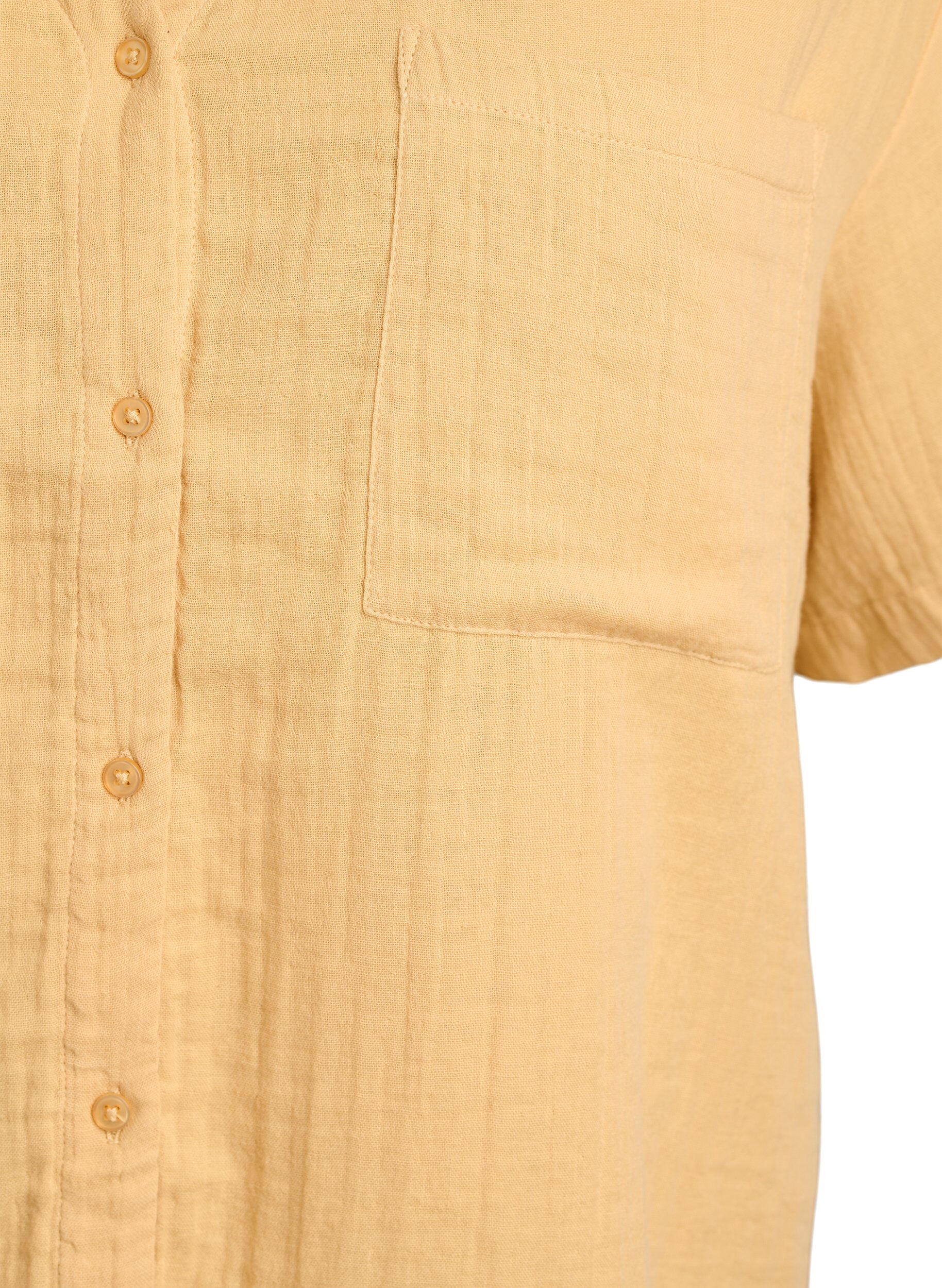 Zizzifashion Cotton muslin blouse with short sleeves, Yellow, Packshot image number 2
