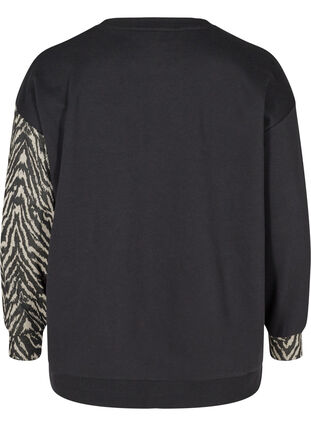 Printed sweatshirt, Black Grey Zebra, Packshot image number 1