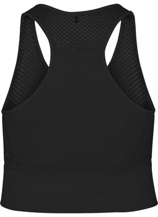Seamless sports bra with holed pattern, Black, Packshot image number 1