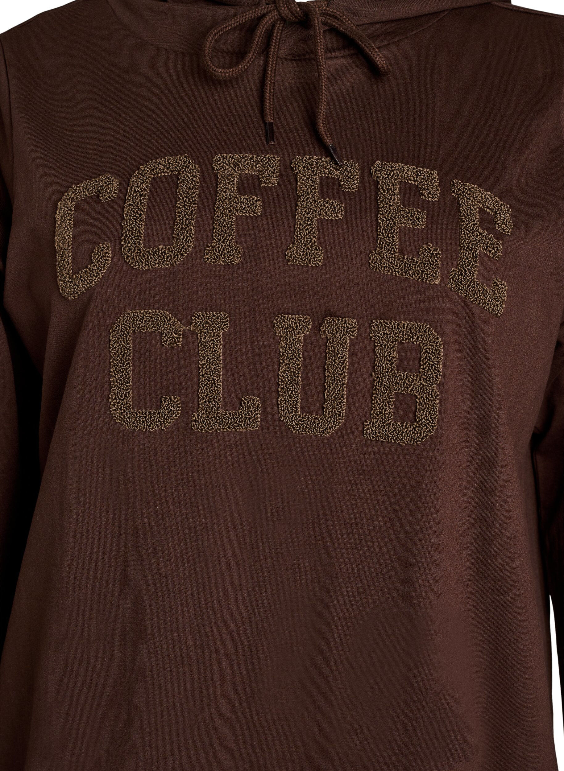 ZizzifashionHoodie with a terry text motif, Brown, Packshot image number 2