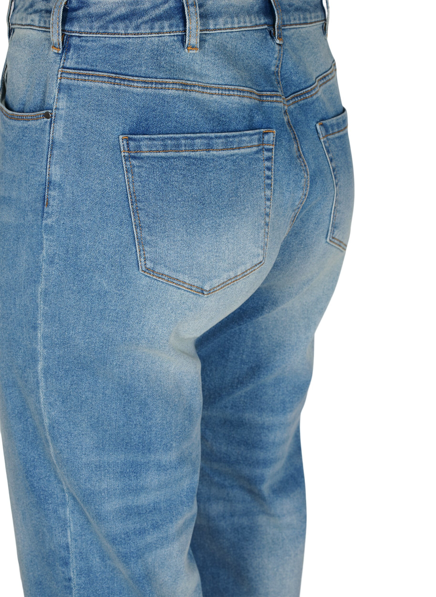 Zizzifashion 7/8 jeans with raw hems and high waist, Light Blue, Packshot image number 3