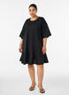 Short dress with a loose fit and ruffle hem, Black, Model image number 1