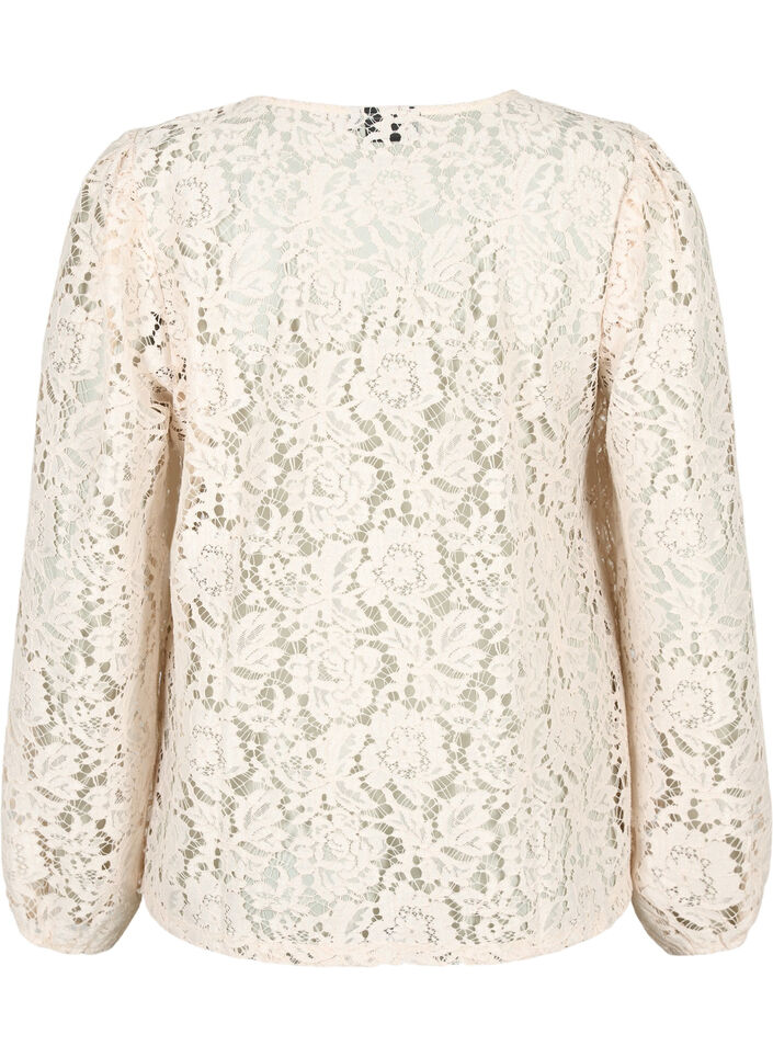 FLASH - Long sleeve lace blouse, Birch, Packshot image number 1