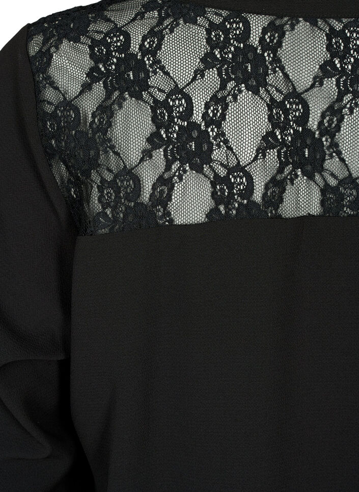 Long-sleeved blouse with lace detail (GRS), Black, Packshot image number 3