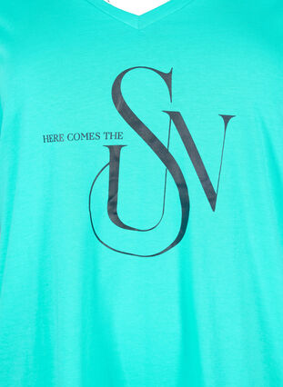 Cotton t-shirt with print, Turquoise SUN, Packshot image number 2