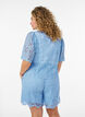 Short-sleeved lace blouse with V-neck, Blue, Model image number 2