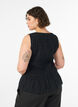 Sleeveless cotton and linen top with smock, Black, Model image number 2