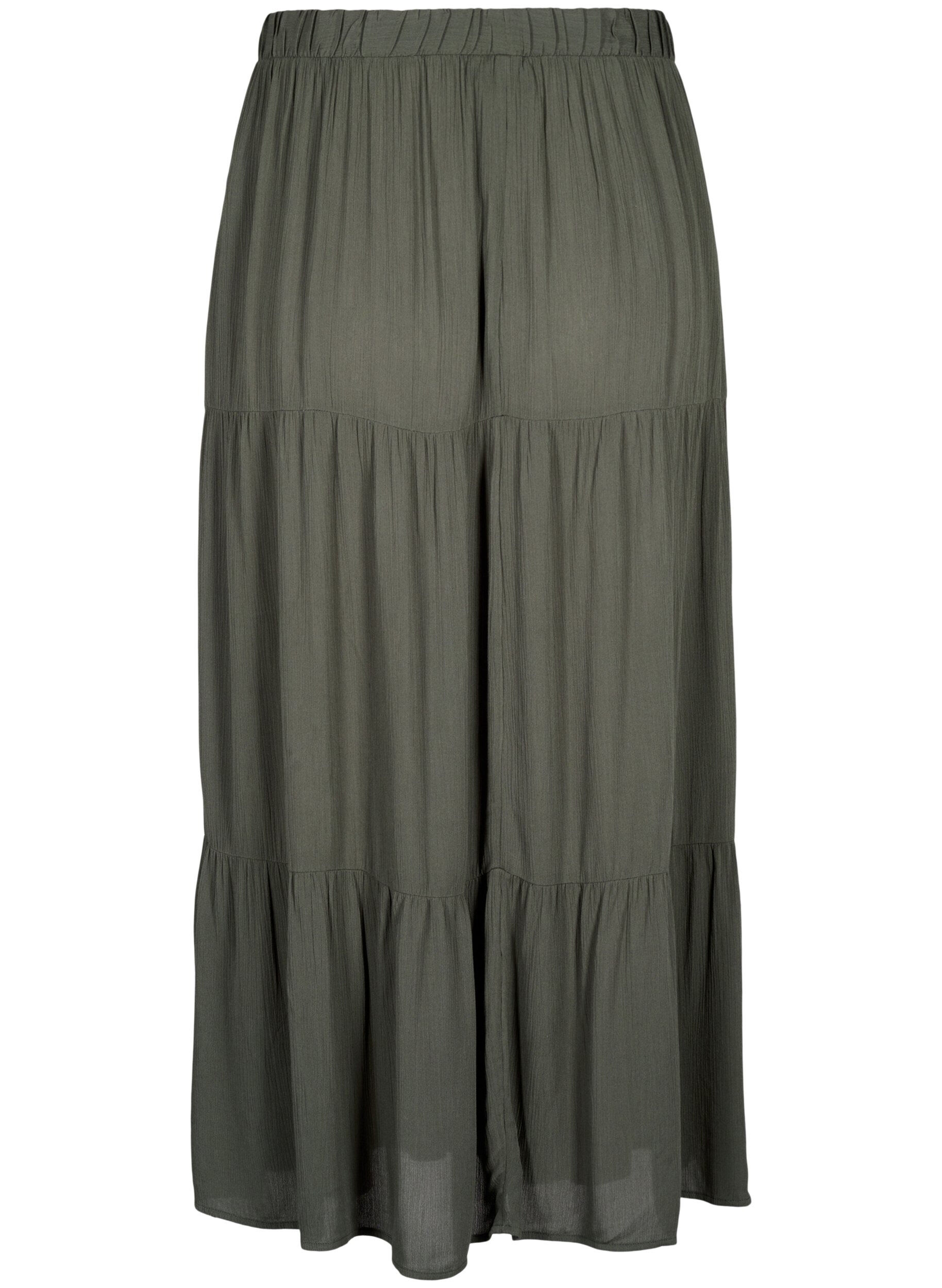 Zizzifashion Long skirt with elasticated waist, Green, Packshot image number 1