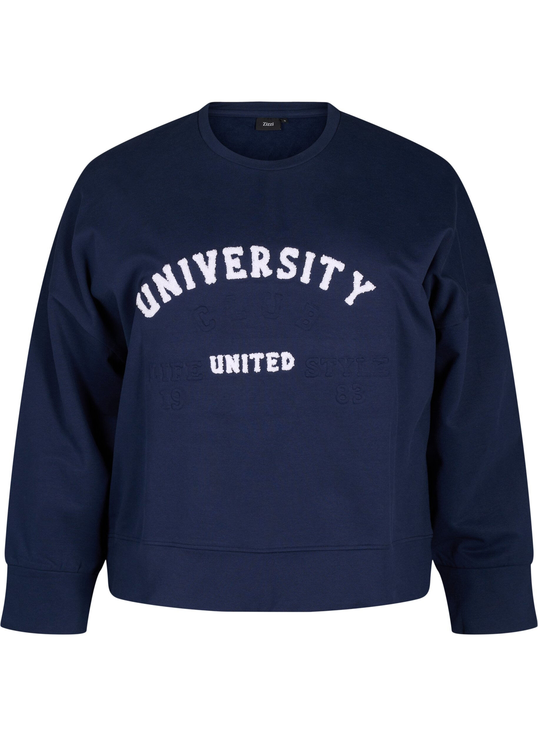 Zizzifashion Sweatshirt with embossed text design, Blue, Packshot image number 0
