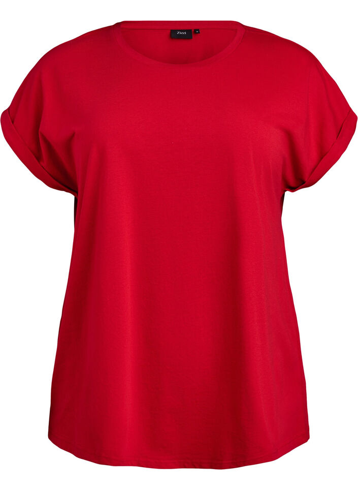 Short sleeve cotton blend T-shirt, Red, Packshot image number 0
