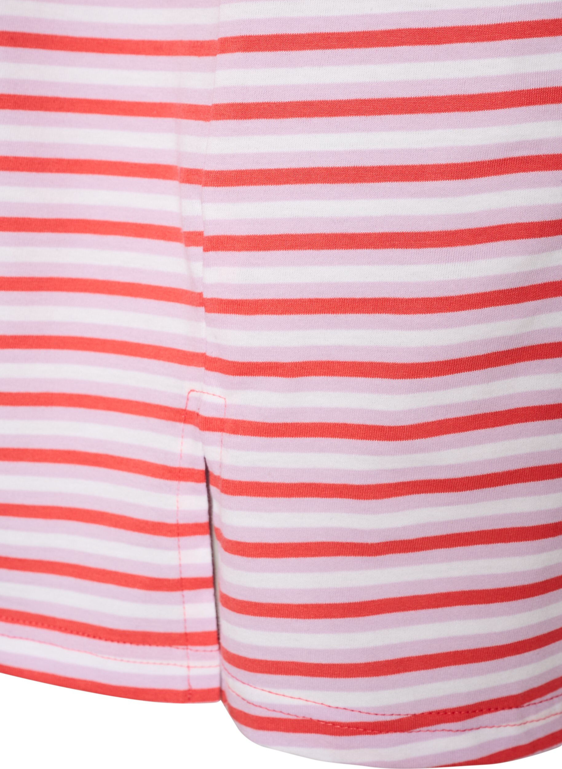Zizzifashion Long oversized striped T-shirt in organic cotton, Purple, Packshot image number 3