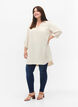 Solid color tunic with v-neck and buttons, Warm Off-white, Model image number 2
