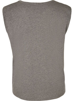 Round neck top with shoulder pads, Dark Grey Melange, Packshot image number 1