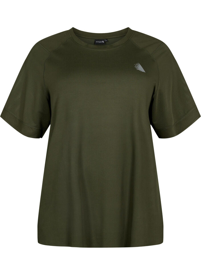 Short-sleeved training t-shirt with round neck, Forest Night, Packshot image number 0
