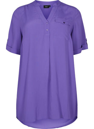 Viscose tunic with short sleeves, Purple Corallites, Packshot image number 0
