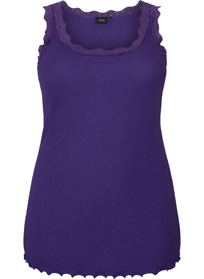 Top with lace trim, Purple, Packshot image number 0
