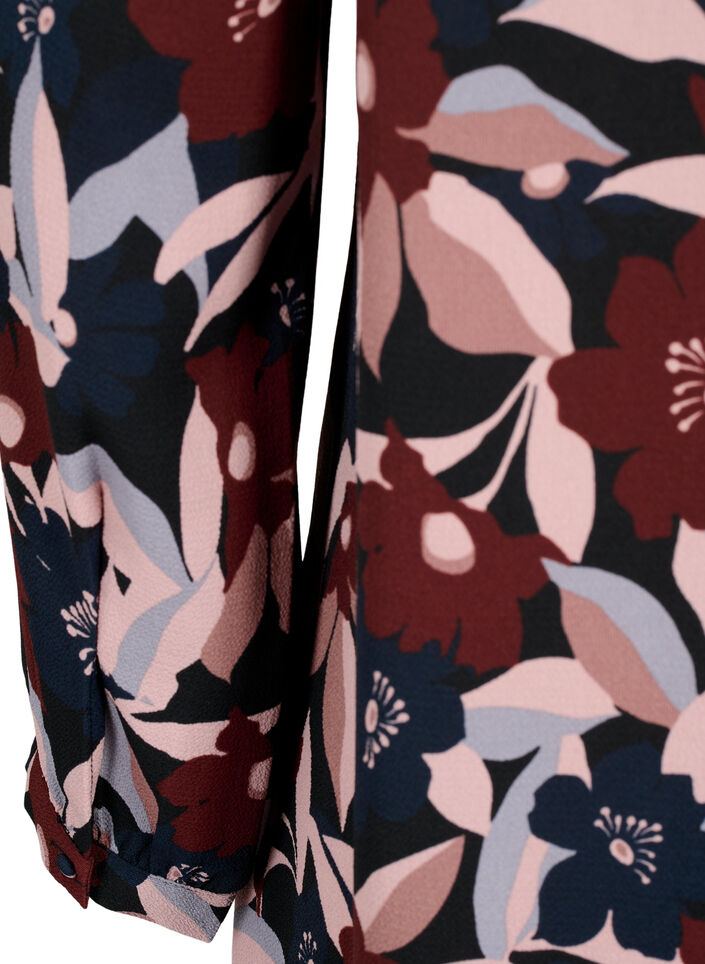 V-neck dress with print, Black R. Flower AOP, Packshot image number 3