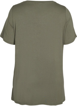 Short-sleeved viscose tunic with snow details, Dusty Olive, Packshot image number 1