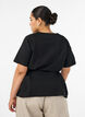 Blouse in a cotton blend with a V-neck and tie-string, Black, Model image number 2