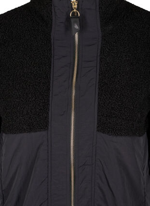 Sports jacket with teddy and zip, Black, Packshot image number 2