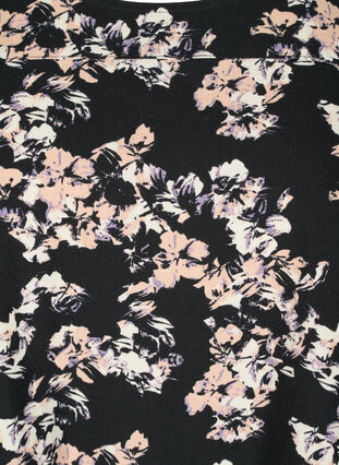 Short-sleeved, printed cotton dress, Black Dusty Flower , Packshot image number 2