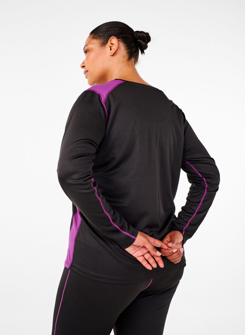 Two-tone thermal top with long sleeves, Black w. Charisma, Model image number 1