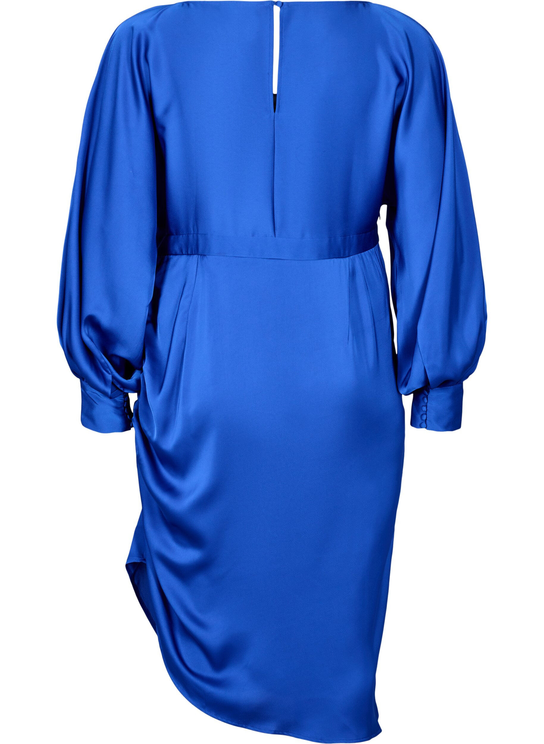 Zizzifashion Satin dress with balloon sleeves, Surf the web, Packshot image number 1