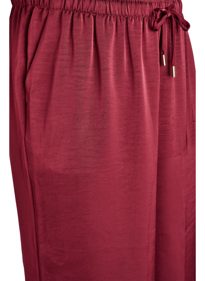 Satin-look trousers with a high waist and wide legs, Dark Bordeaux, Packshot image number 2