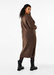 Long-sleeved knitted dress with V-neck, Brown, Model image number 1